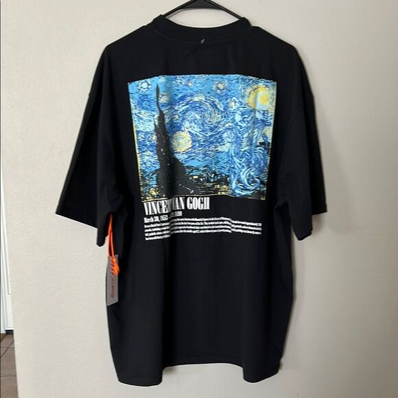 Men’s Black Short Sleeve Tee with Graphic Print - Picture 1 of 7